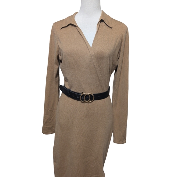 PAIGE Carmen Sweater Dress Size Large Camel Tan - Picture 12 of 15